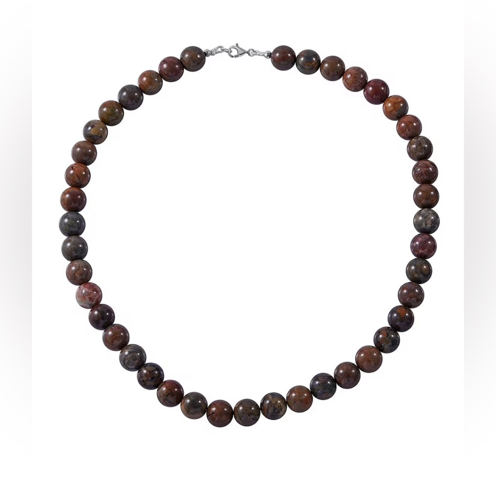 Wave Jasper 250.00 ctw Beaded Necklace 18” In Sterling Silver, New In Gift Box!